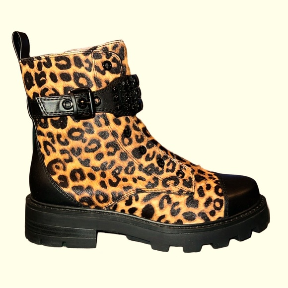 Karl Lagerfeld Paris Maeva Leather Calf Hair Combat & Lace-Up Boots New Size 7 - Picture 3 of 12